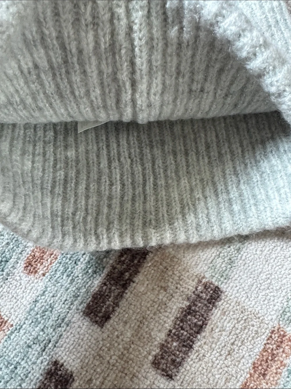 aerie Soft Ribbed Knit Beanie in Light Gray